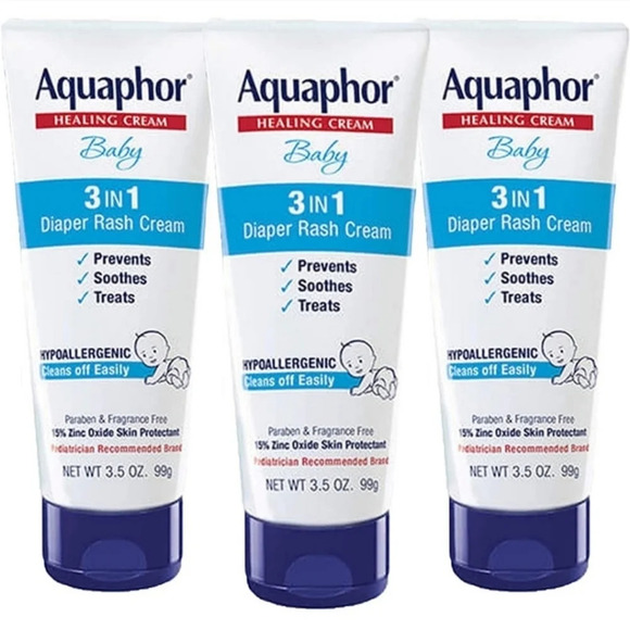 New Aquaphor Baby 3 in 1 Diaper Rash Healing Cream Hypoallergenic 3.5oz 4 Boxes - Picture 2 of 6